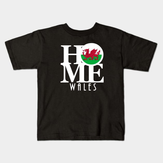HOME Wales (white text) Kids T-Shirt by UnitedKingdom